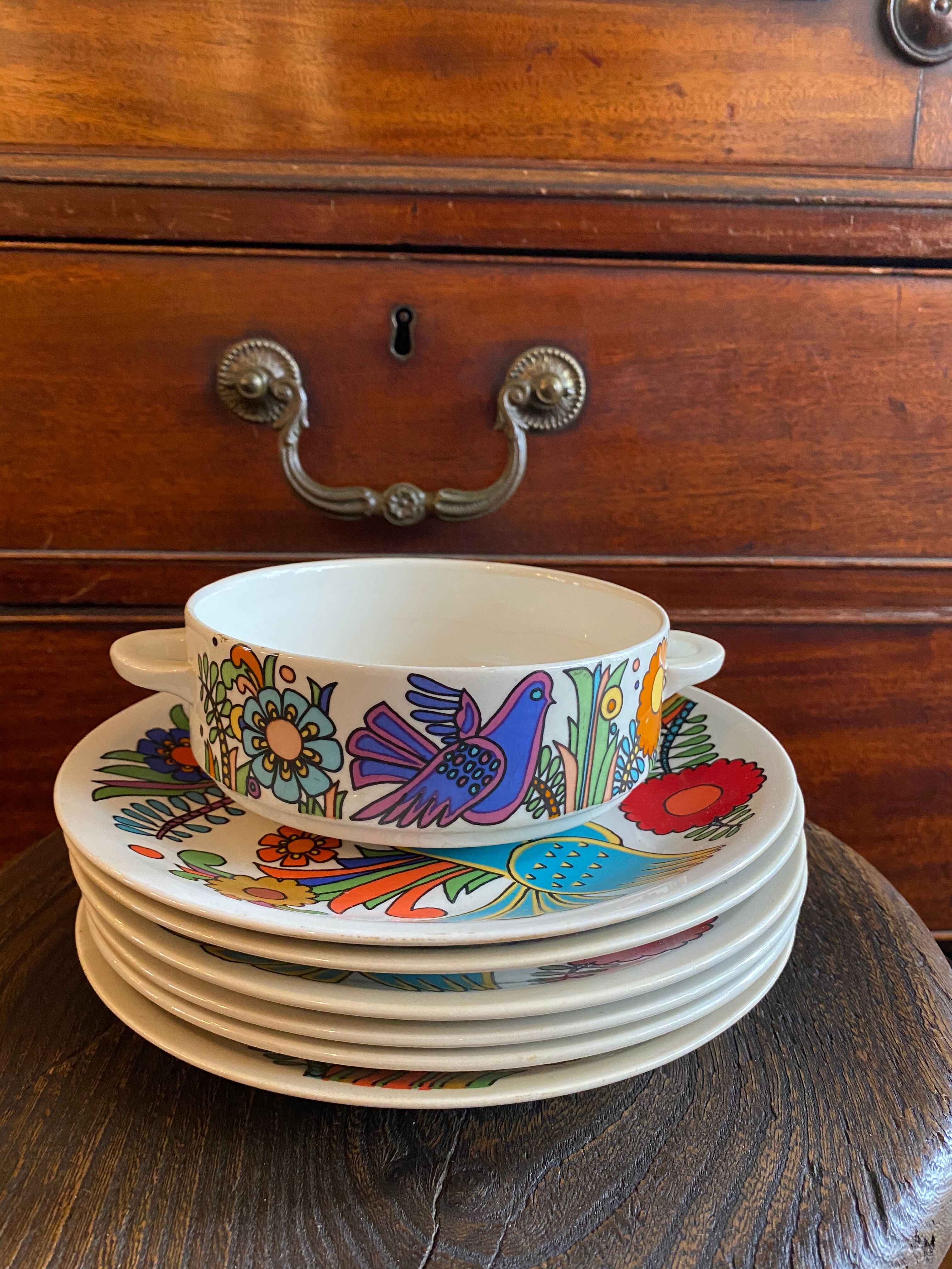 Set of 6 soup cup and sauser by Villeroy and Boch “Acapulco“