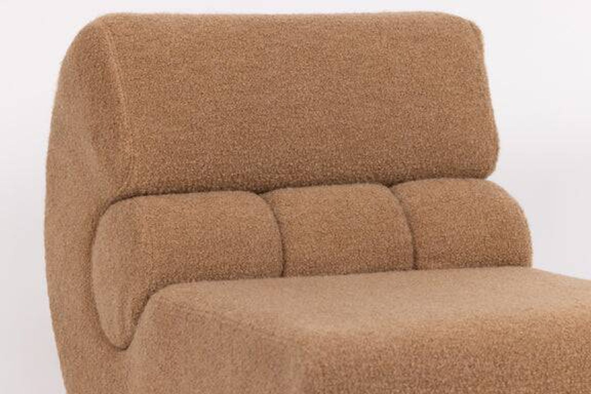 Italian lounge chair in walnut and Schumacher cashmere bouclé, 1970