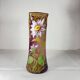 Grand vase violet Legras à décor de fleurs émaillé