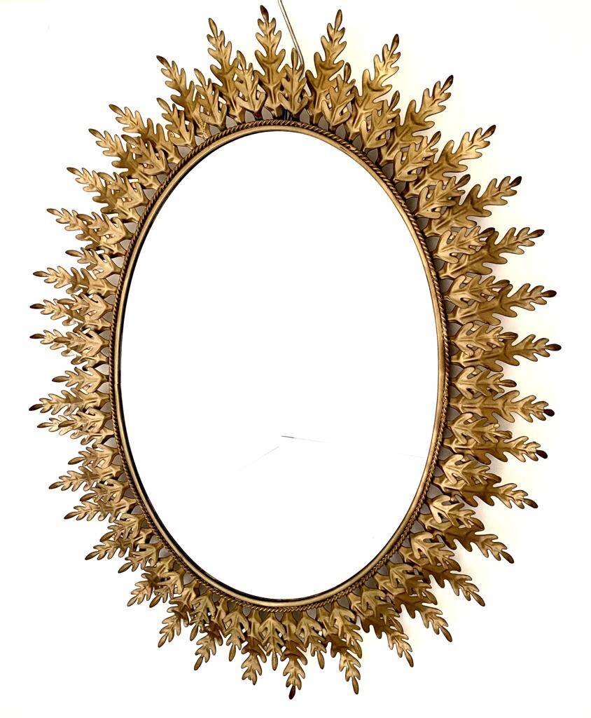 Vitnage golden sunburst oval wall mirror, Italy 1960s