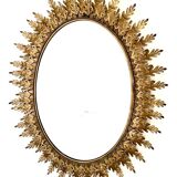 Vitnage golden sunburst oval wall mirror, Italy 1960s