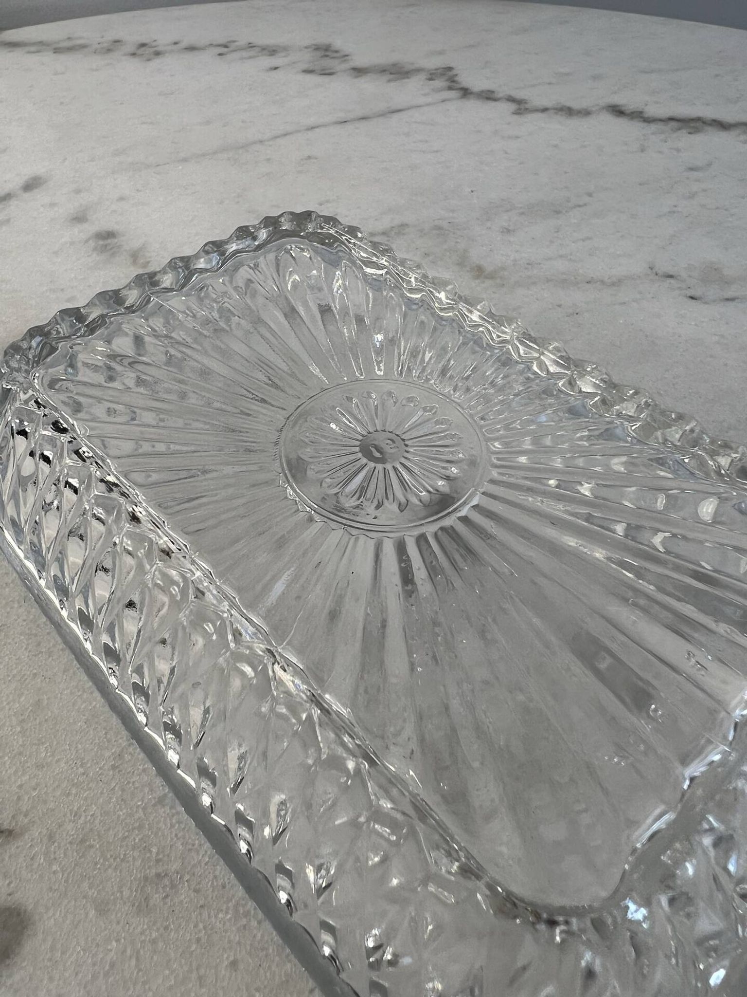 Rectangular cut glass dish 14.5x9.5cm