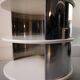 Pair of mirrored space age cylindrical bedside tables, 1960