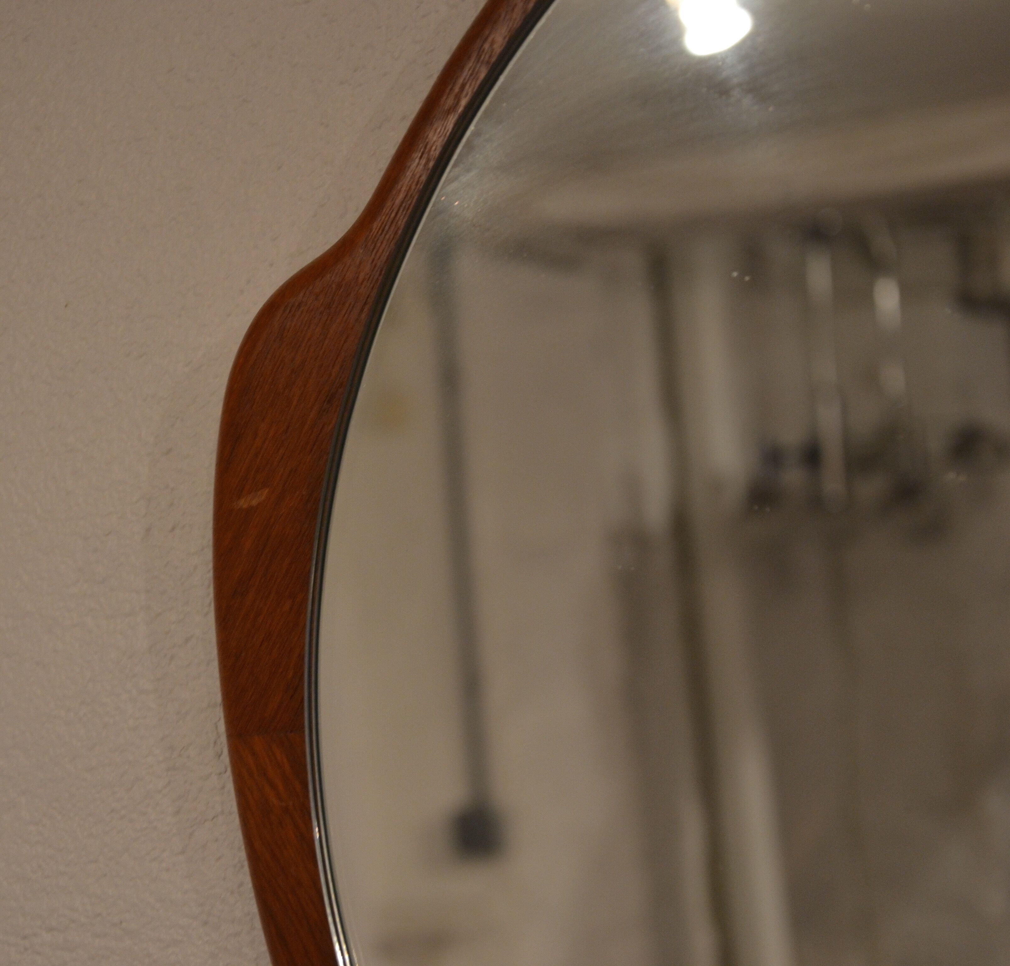 Scandinavian round mirror teak