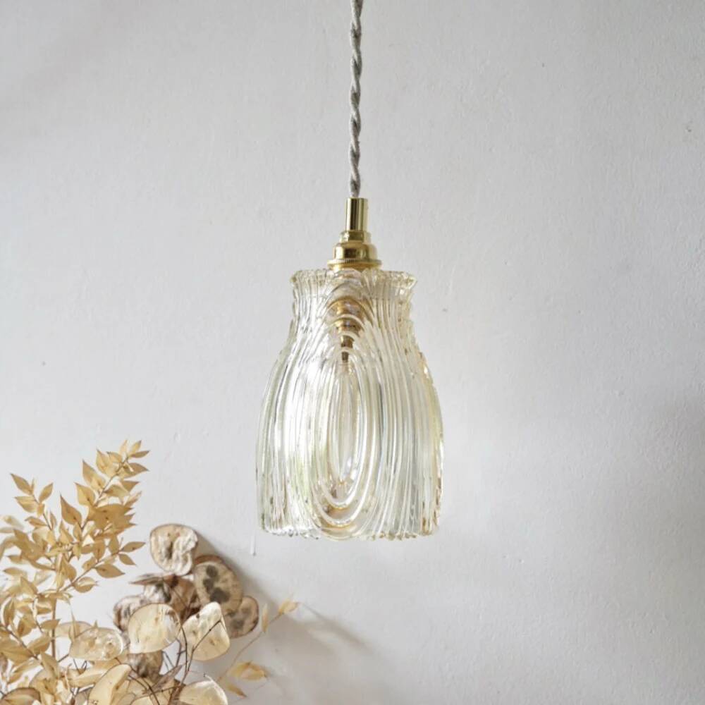 Amber cut glass tulip lamp