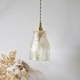 Amber cut glass tulip lamp