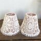 Duo of fishnet and cotton crochet lampshades, 1960s