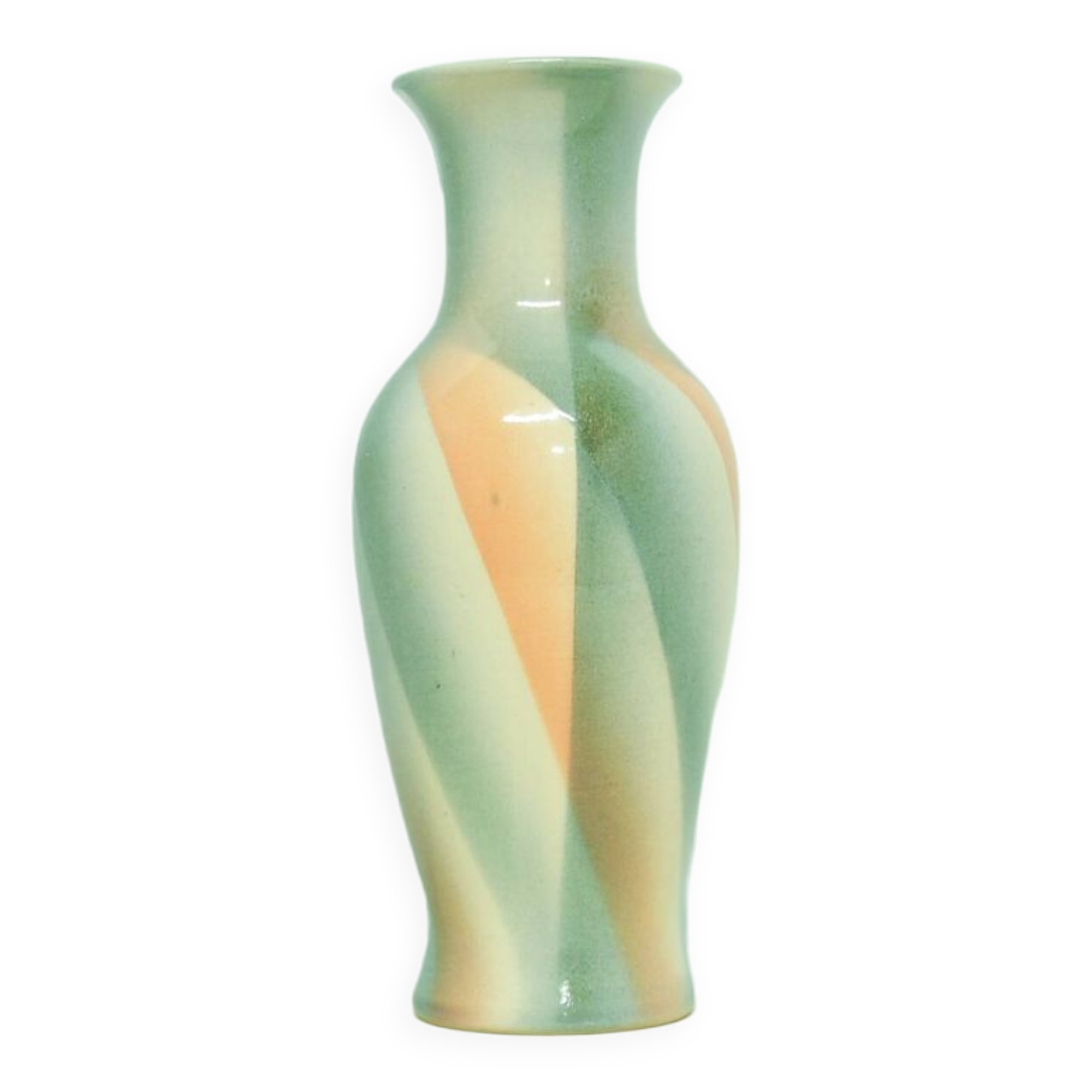 Vintage cream pink & blue west germany vase bay
