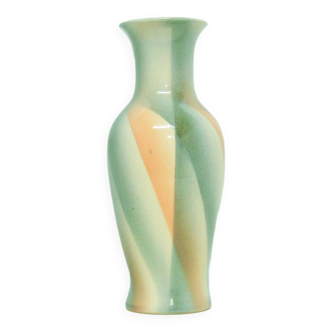 Vintage cream pink & blue west germany vase bay
