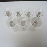 7 antique glass champagne flutes in Louis Philippe style