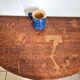 Half-moon table made of solid wood.