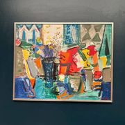 Large Original Swedish Oil on Canvas – “Still Life with Flowers” by Eric With (1916–2000) – Signed – Vintage & Framed – 89×70.5cm