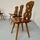 Set of 6 Alsatian double heart chairs in solid oak, early 20th century