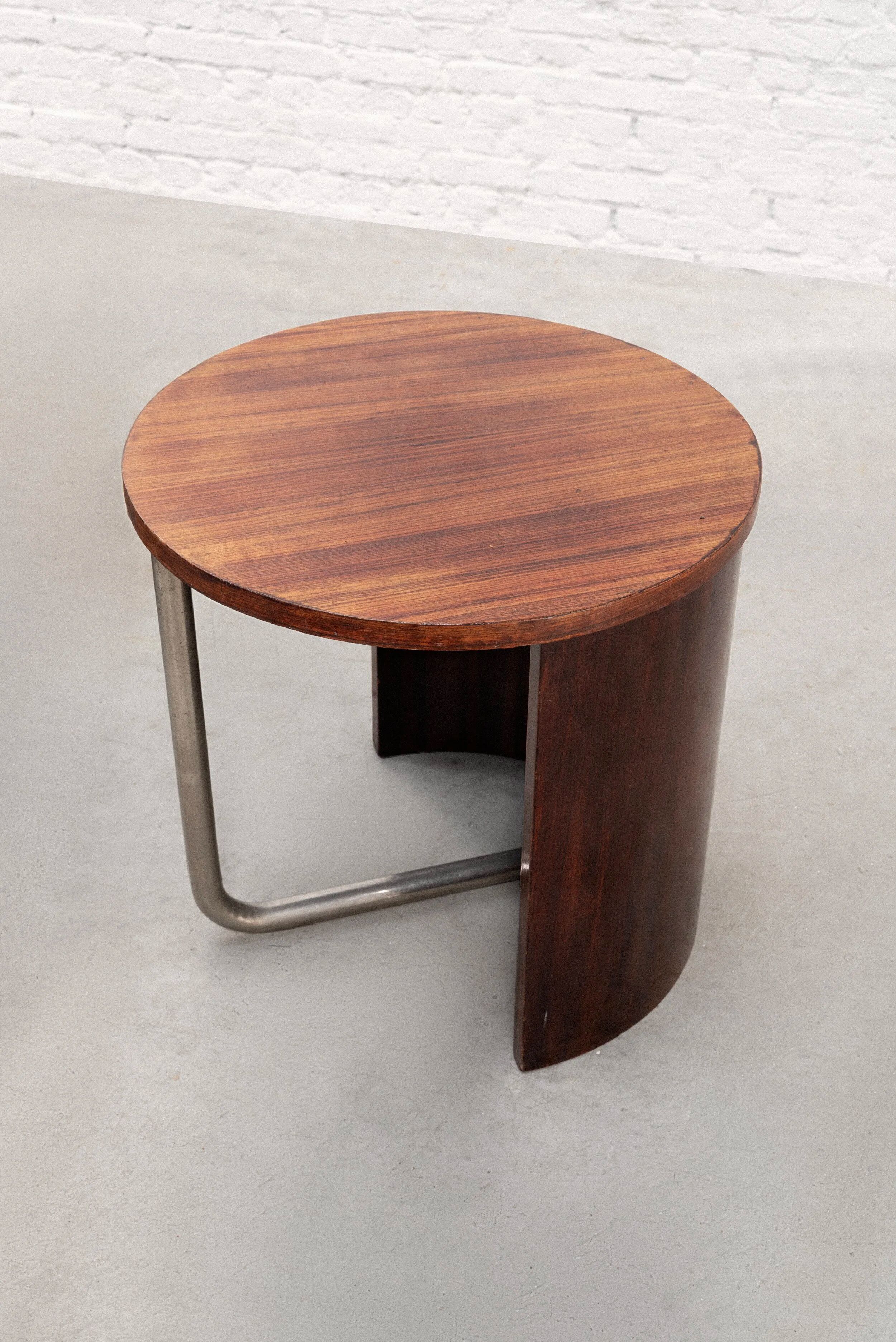 French Modernist Art Deco tubular steel side table, c. 1930s