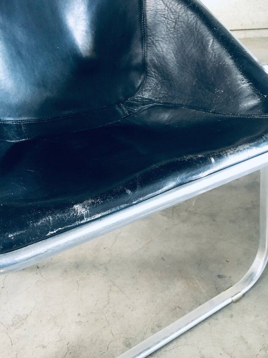 Plona Leather Side Chair by Giancarlo Piretti for Castelli, 1970s