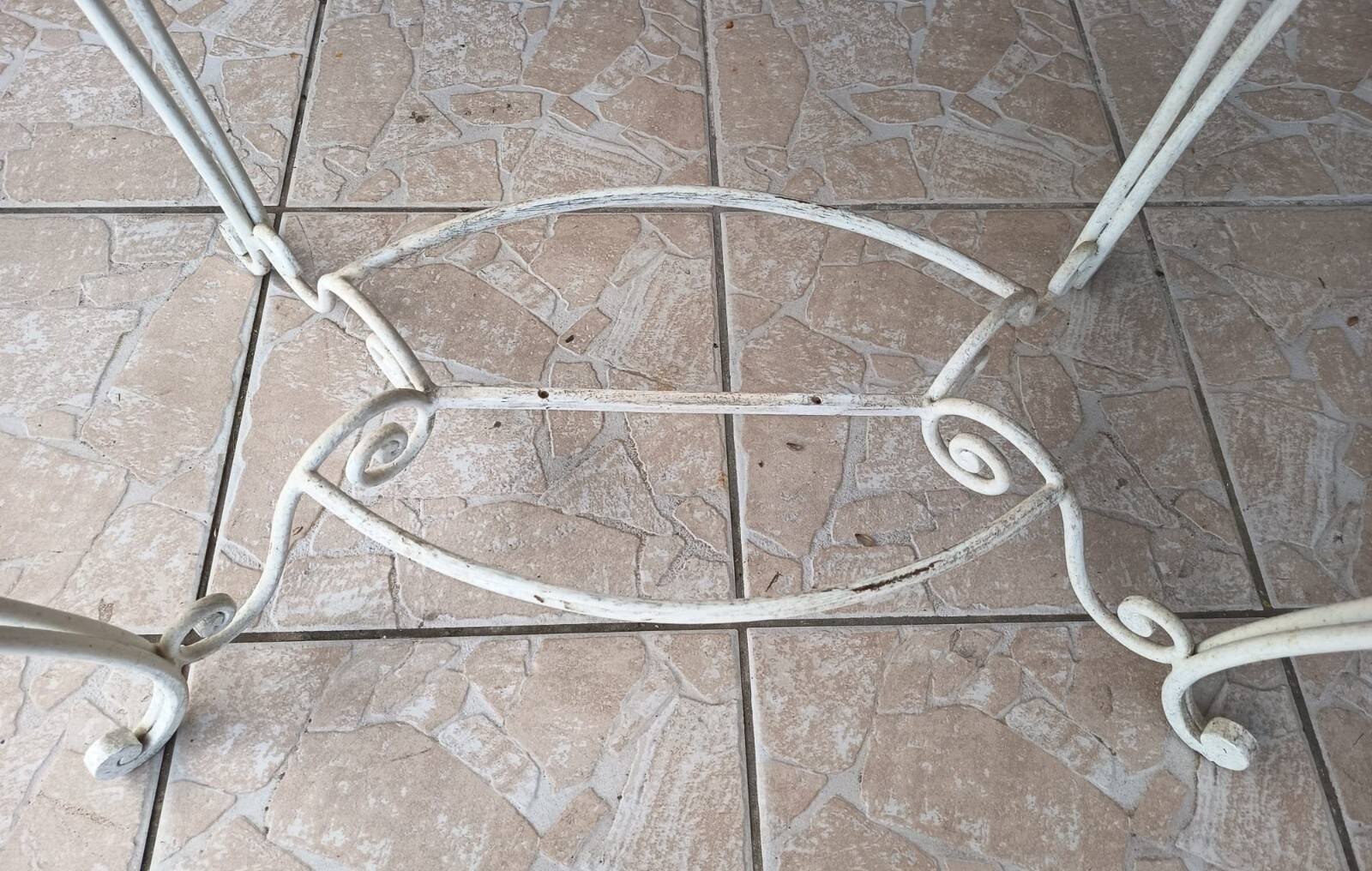 Old wrought iron and walnut table