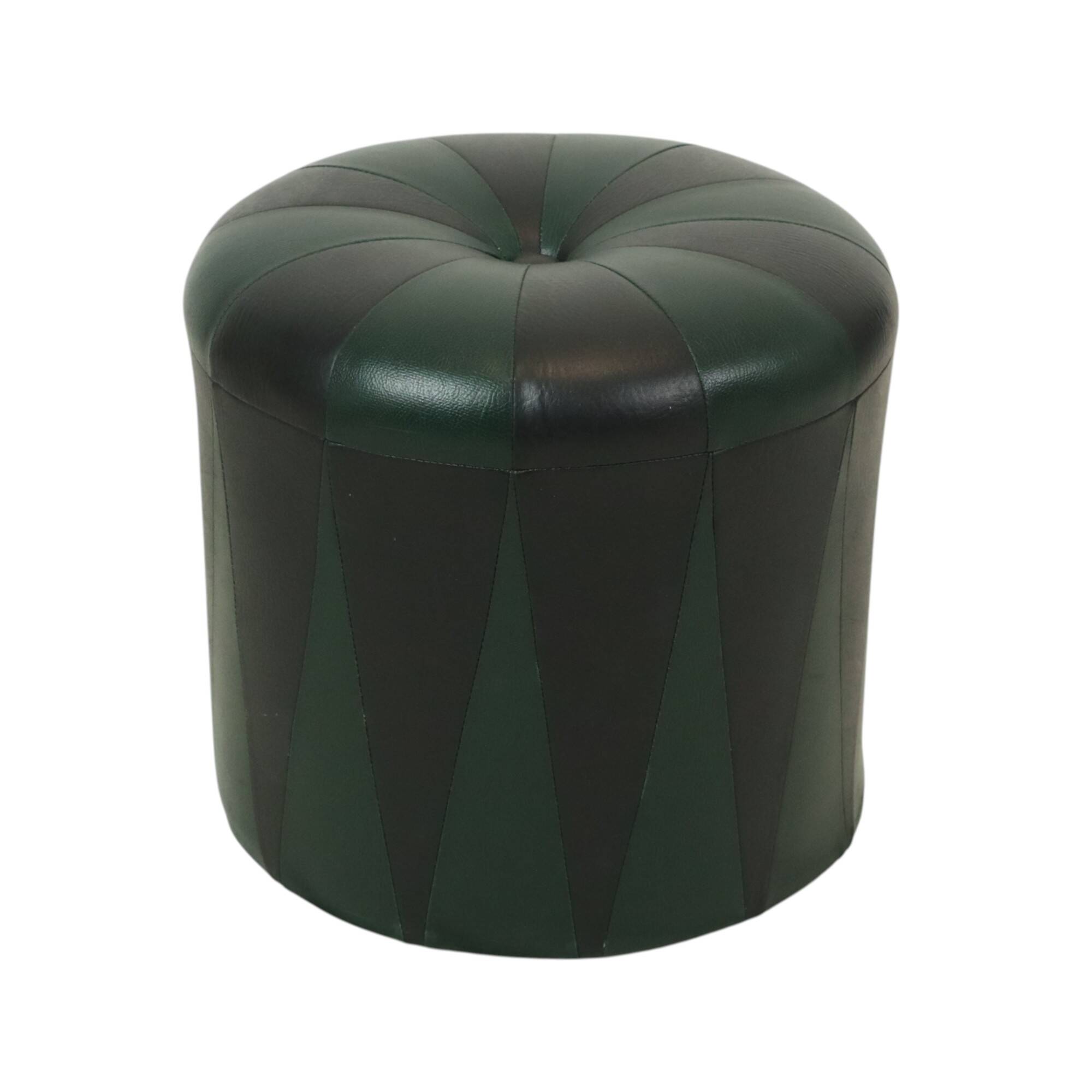 Round Vintage Green Black Pouf Two-tone Skai Sixties