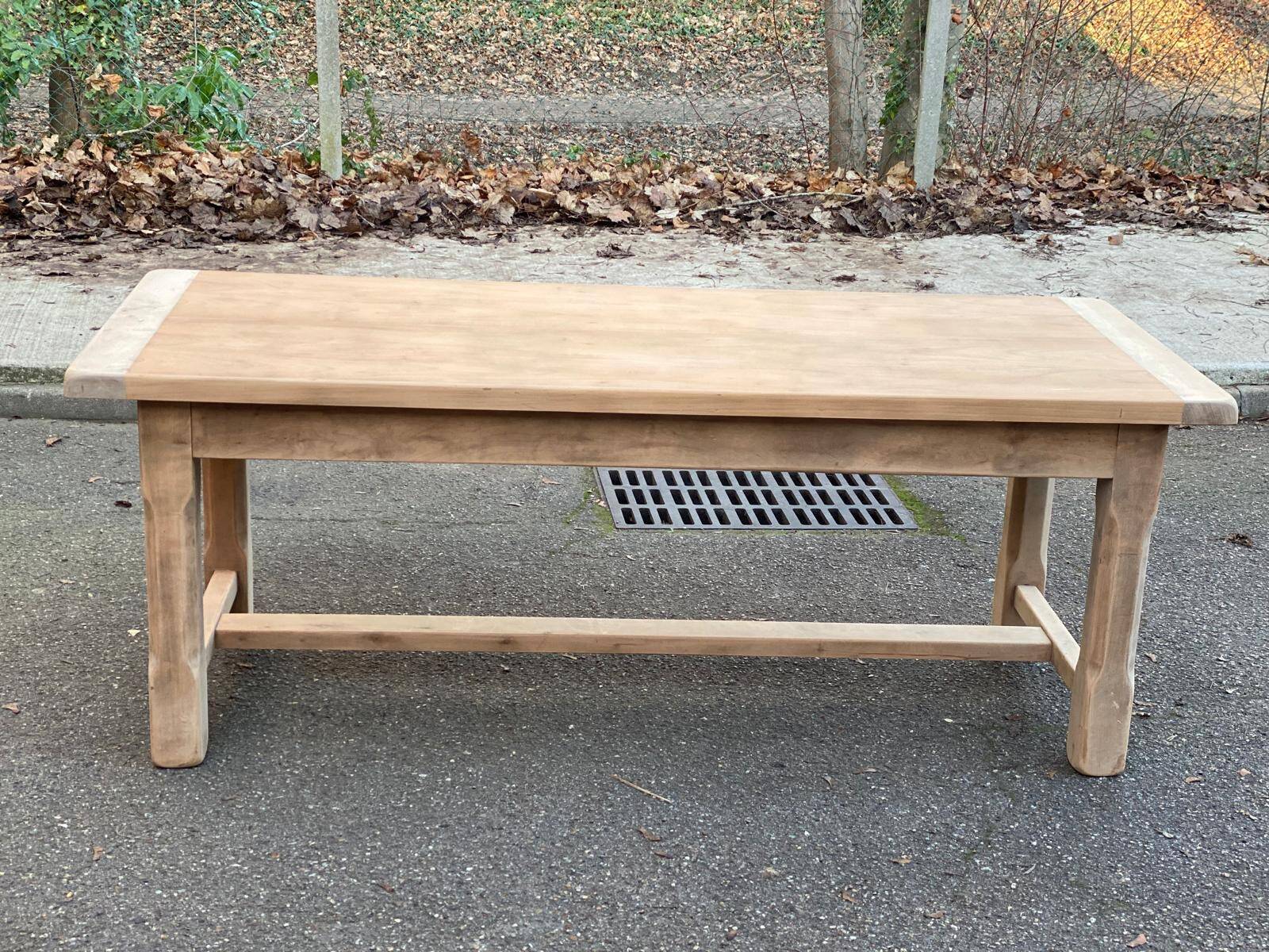 Renovated 20th-century farmhouse dining table with drawer, 200cm.
