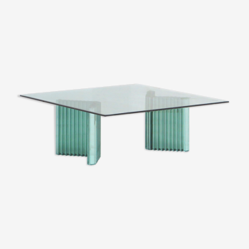 Vintage mid century modern Italian design glass coffee table, 1970s