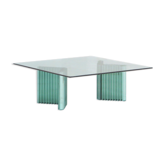 Vintage mid century modern Italian design glass coffee table, 1970s