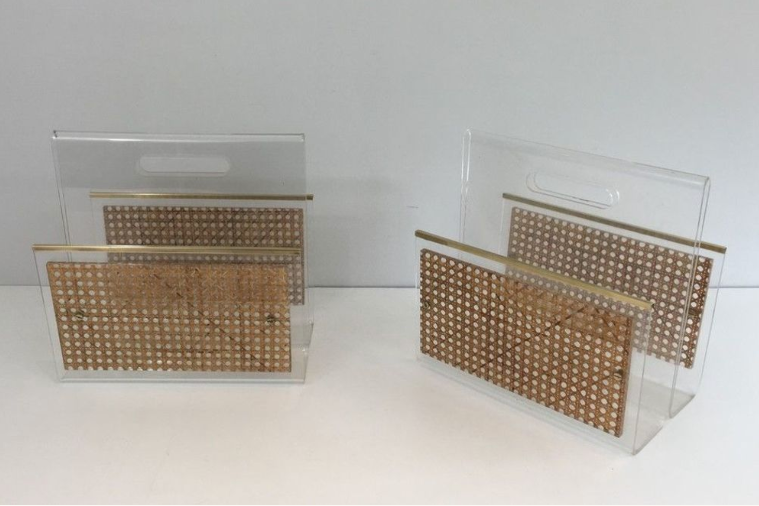 Pair of plexiglass magazine holders