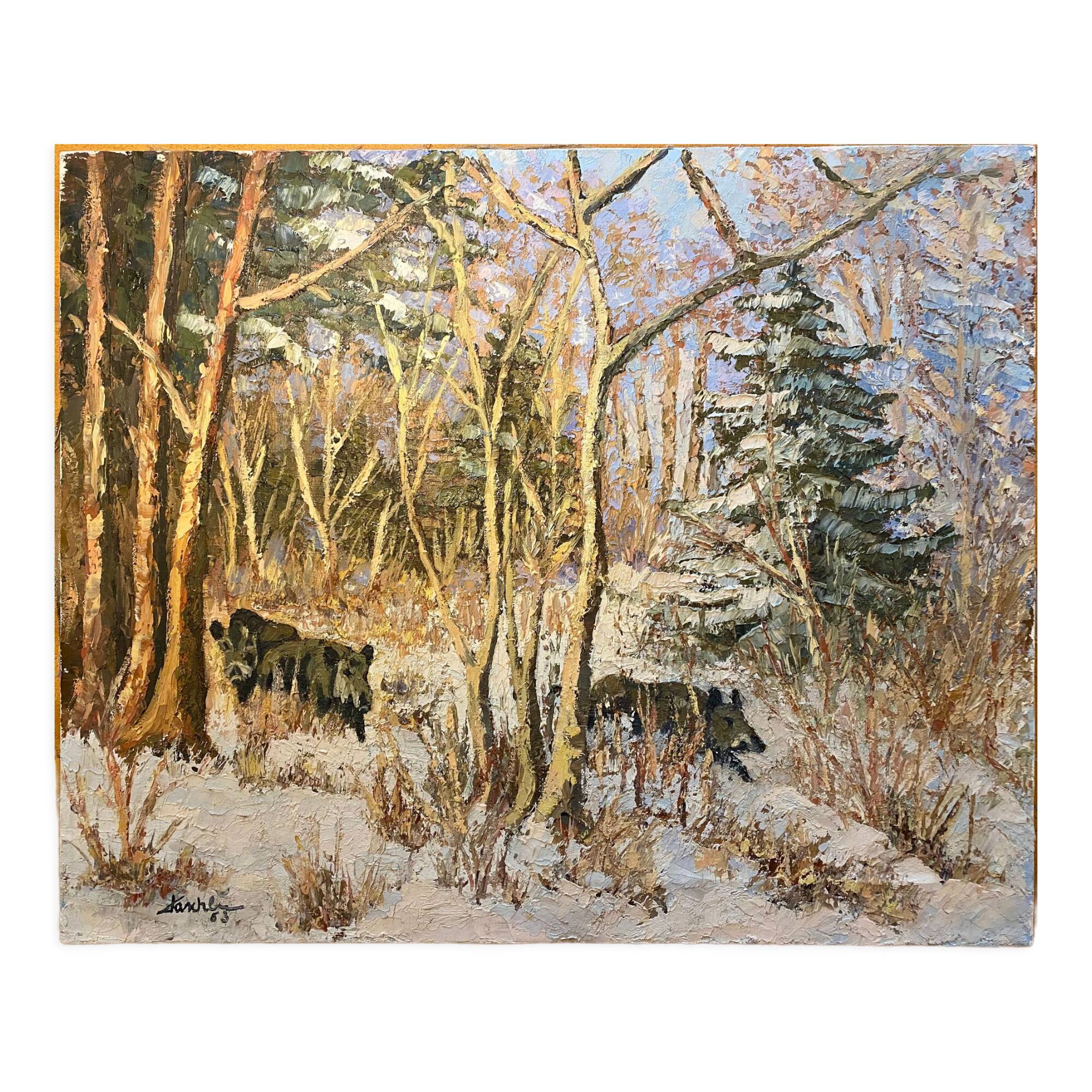 Tableau en toile signé, année 1963