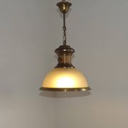 French Vintage "Louisiane" Brass & Wood Pendant Lamp - Hanging Light