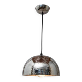Suspended Dome Lamp Metal Nickel Hammered with Chrome Finish