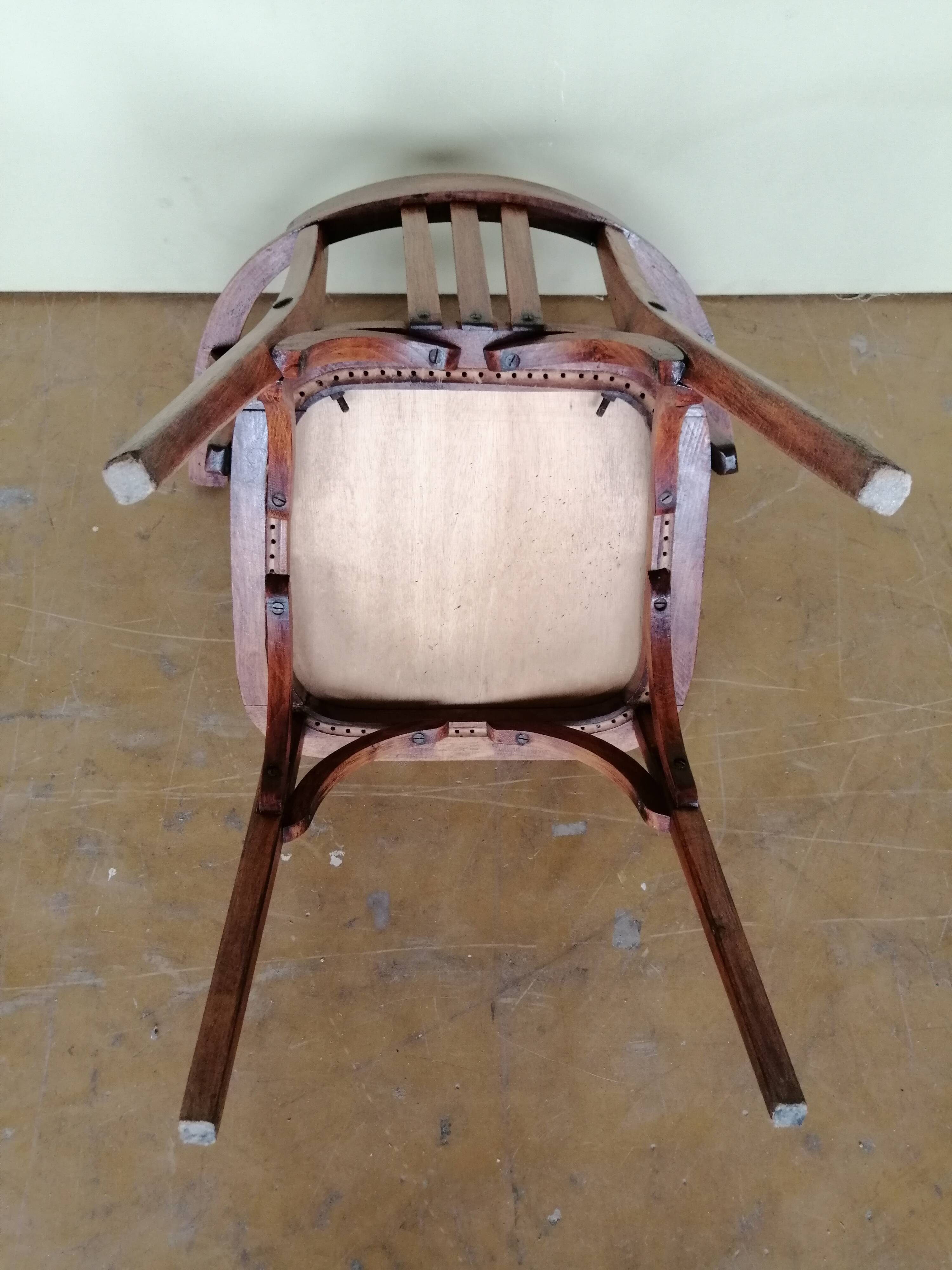 Vintage Bridge chair wood and velvet