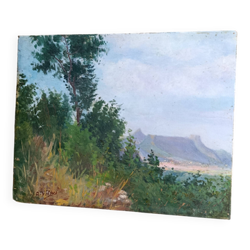 French vintage oil painting on board, signed A. Gillaz