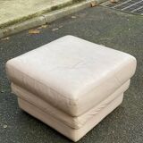 Beige leather pouf, Ikea style
