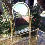 Vintage dressing table and golden metal stool