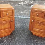 Bedside art deco solid oak