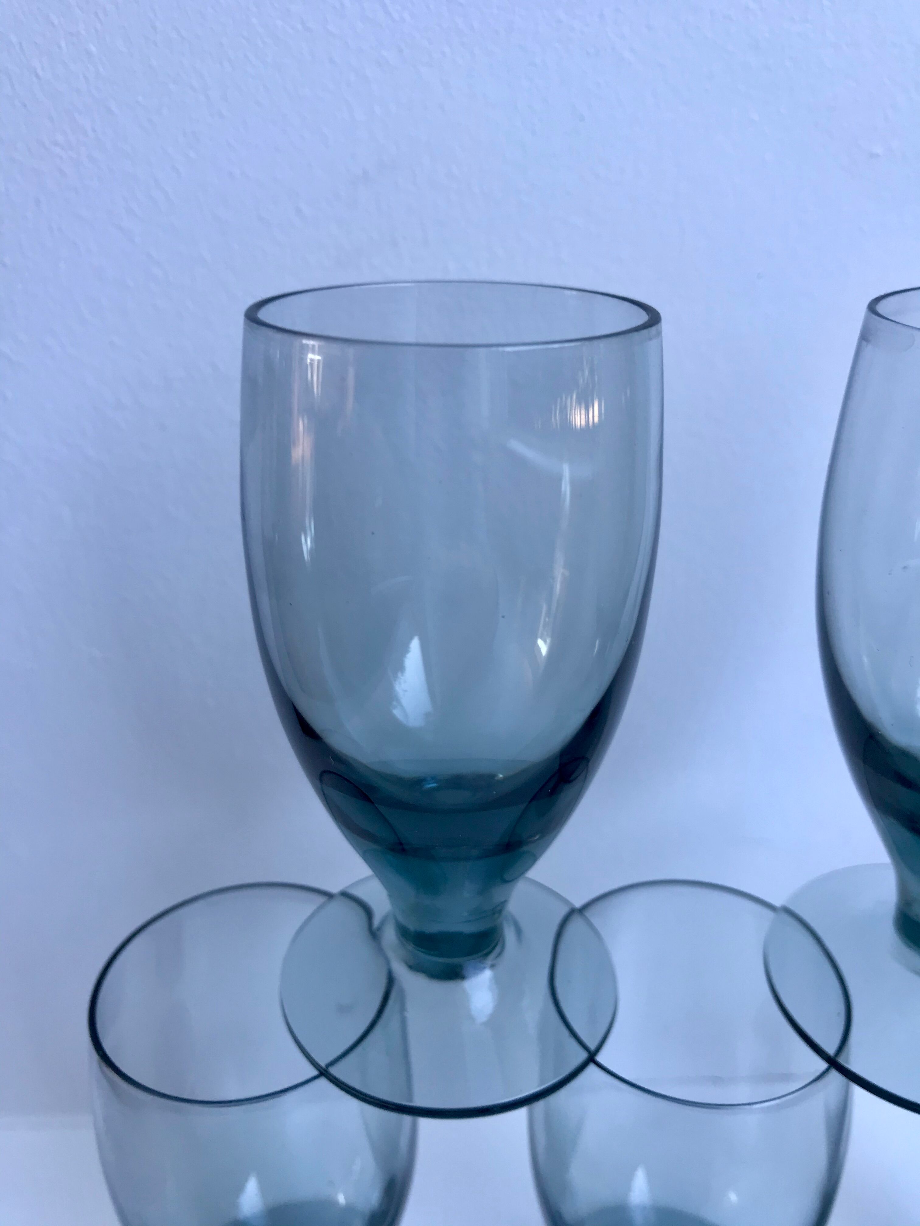 Set of 5 glasses with liqueur smoked glass design 70s