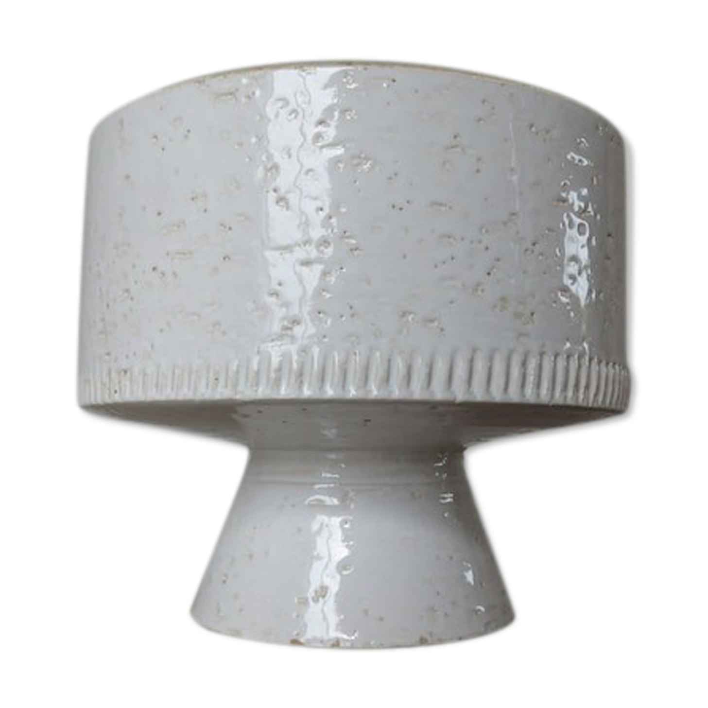 Pot cover in white ceramic 60s 70s