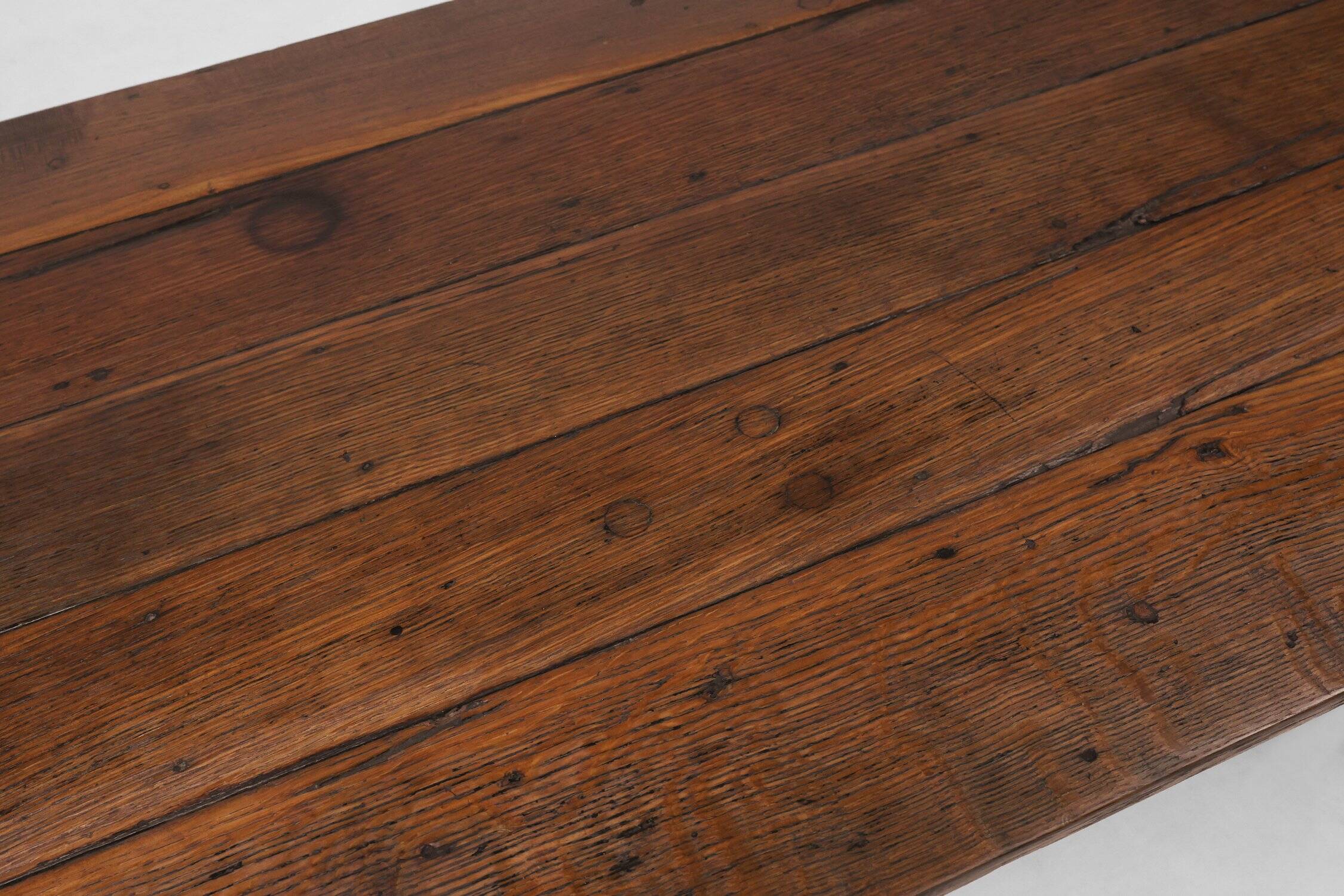 Rustic Farmhouse Table in Oak, France, 1850s