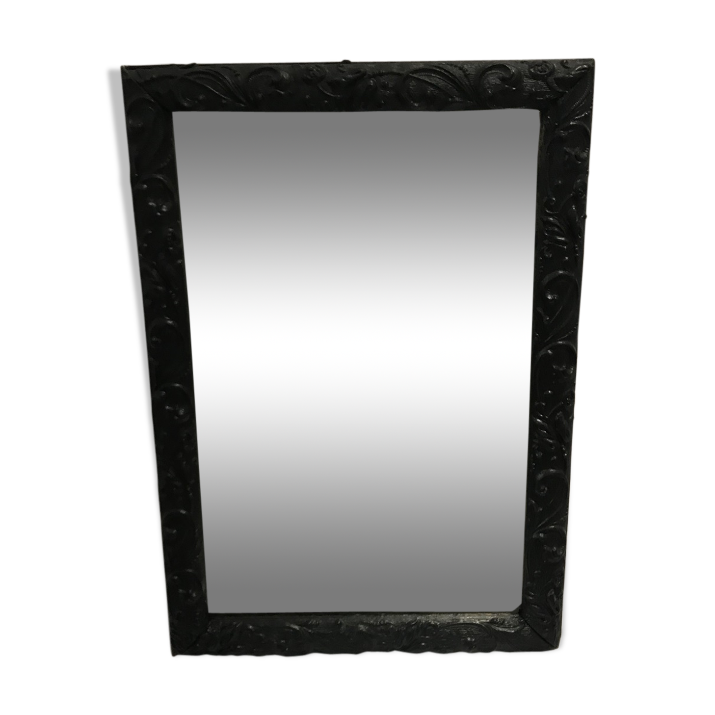 black painted wooden mirror - 33x47cm