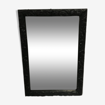 black painted wooden mirror - 33x47cm