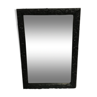 black painted wooden mirror - 33x47cm