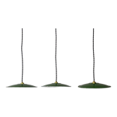 Lot 3 old vintage green enamelled pendant lamps