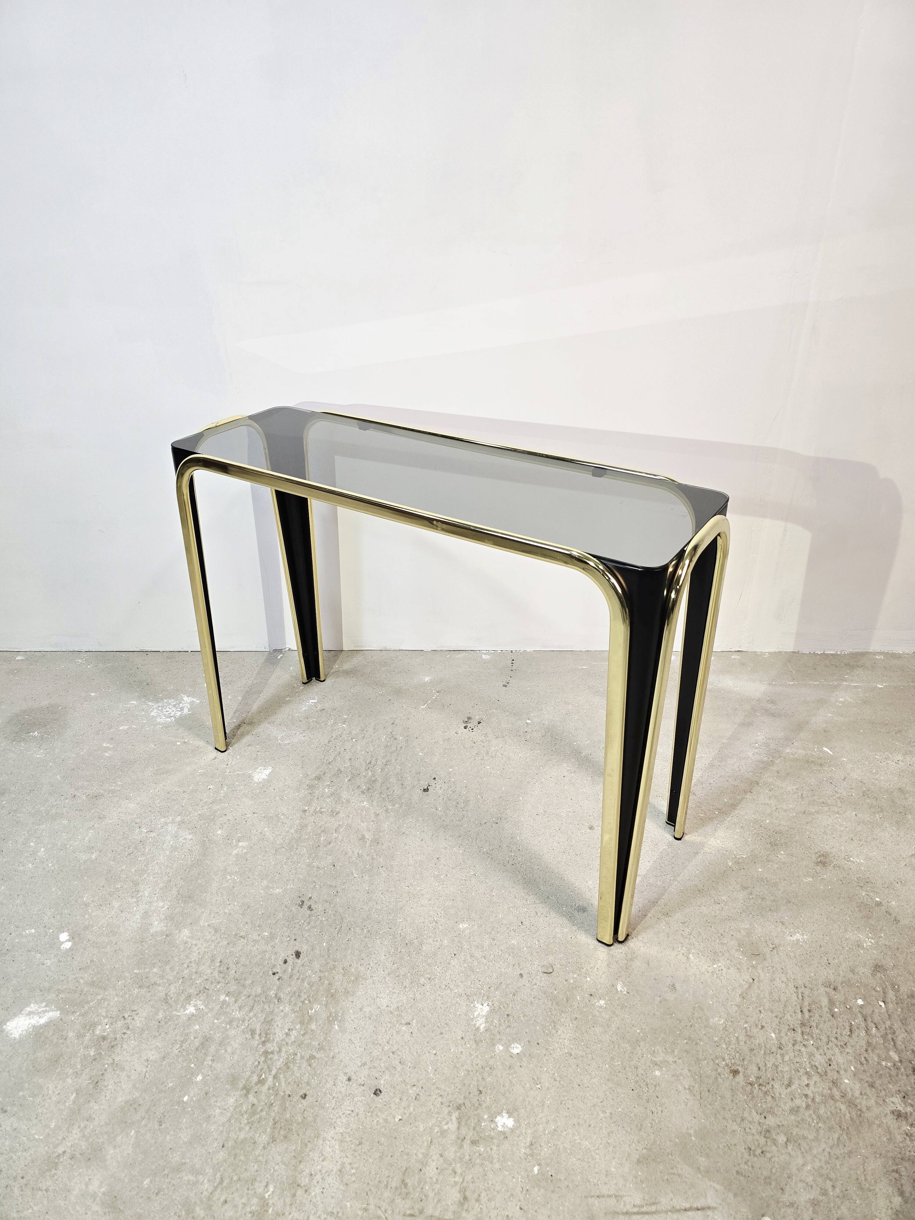 1950s glass and gold console table – Mid-century modern style