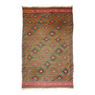 Tapis Kilim Vintage Turc Oushak 190x312 cm Laine Fait Main