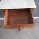 Old pine bedside table, marble top