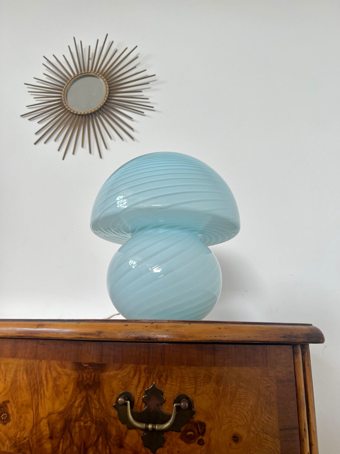 Ancienne Lampe champignon vintage en verre tourbillon Vetri Murano années 60