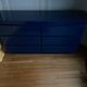 Console / commode David Lange – Laque bleu profond – 6 tiroirs – 156 cm – A