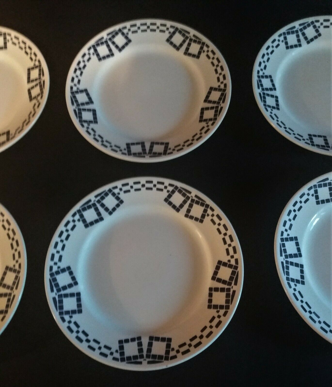 Series of six flat earthenware plates P.B. Rochechouart Limoges model Anna