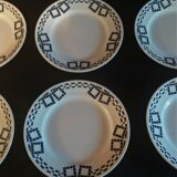 Série de six assiettes plates en faïence P.B. Rochechouart Limoges modèle Anna