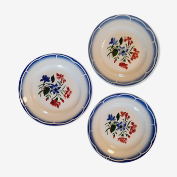 Set 3 assiettes plates Sarreguemines