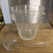 Grand seau à champagne / rafraîchisseur et sa louche Verre bullé Biot