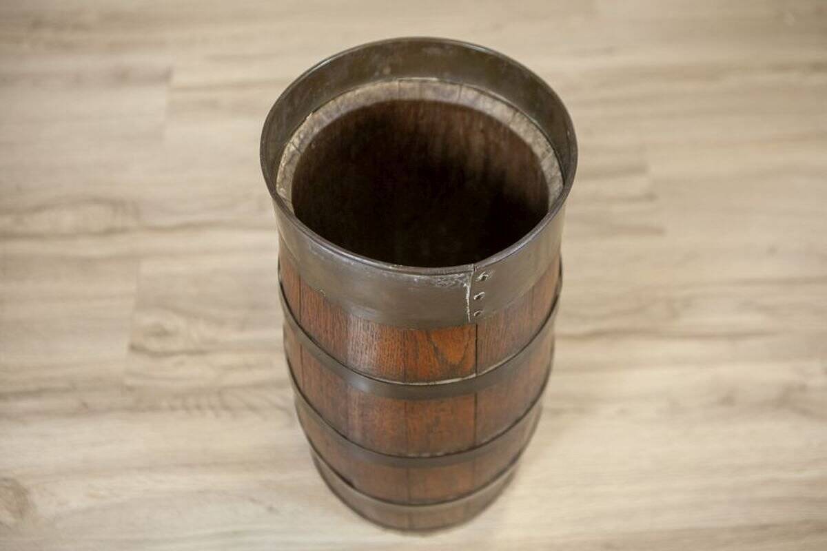 Oak Barrel Umbrella Stand, Early 20th Century
